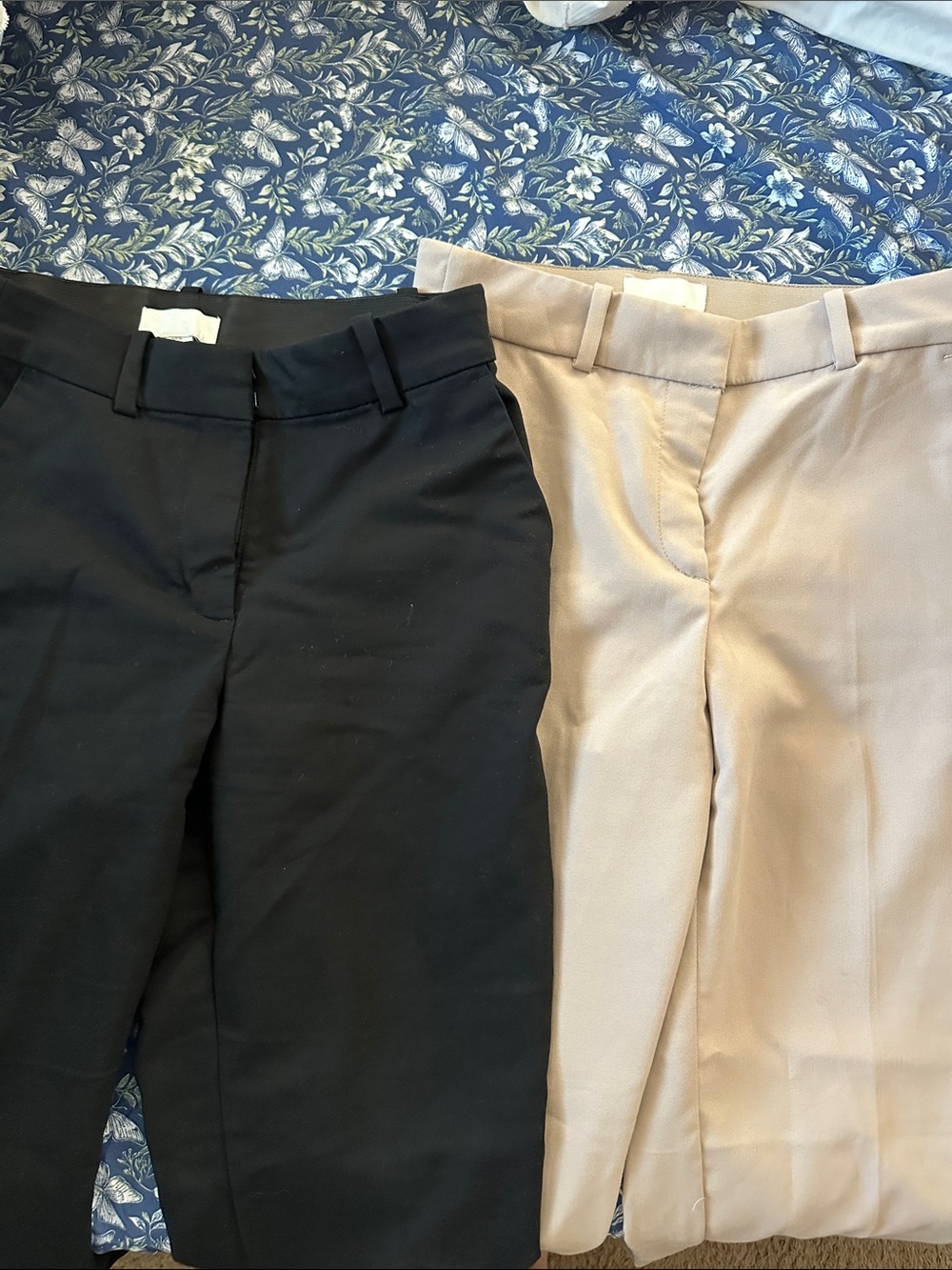 H&M Women's Black and Beige Dress Trousers - Tailored Waistband